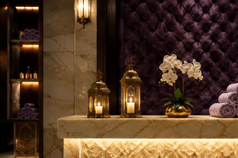 Elena Masaj Salonu, Kâğıthane — resepsiyon bankosu ve karşılama köşesi